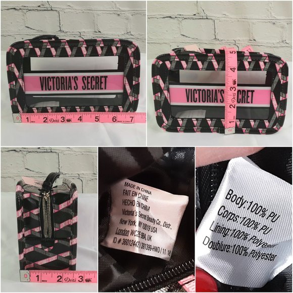 VICTORIA'S SECRET CLEAR-VIEW WINDOW RIBBON-LOGO CUBE COSMETIC CASE NEW w/TAGS - Picture 10 of 15